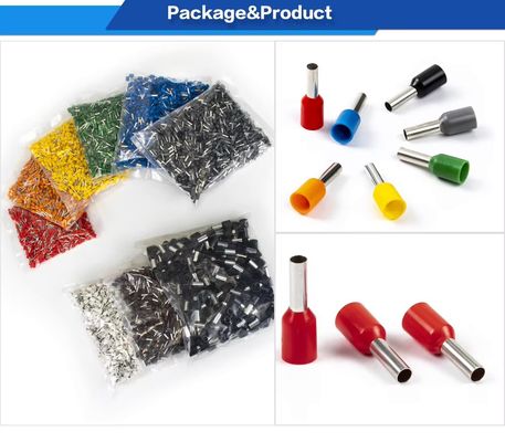 Terminali tubolari a crimpare in rame e nylon isolati multicolore per cavi elettrici, accessori per cablaggio