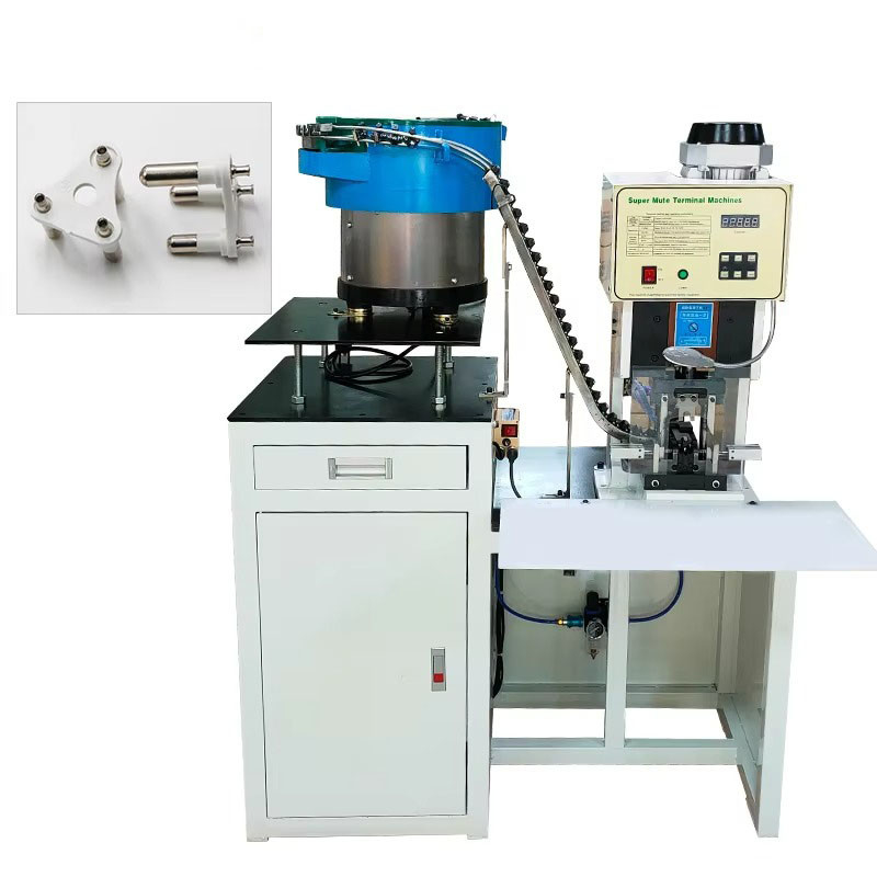 SAA Solid Hollow 3 Pin Power Plug Insert Crimping Machine con terminale a sfera sciolta con alimentatore a piastre vibranti