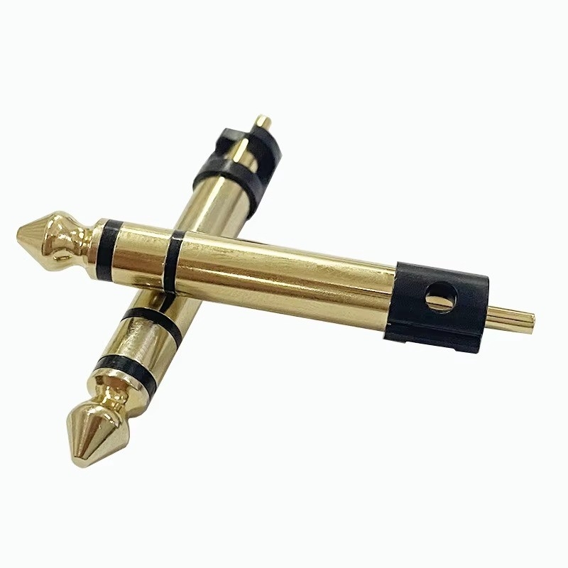 Placcato in oro 6,35mm stereo 3 poli stereo audio maschio connettore audio microfono innesco per cuffie